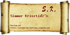 Simmer Krisztián névjegykártya