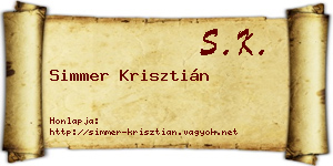 Simmer Krisztián névjegykártya